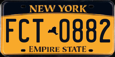 NY license plate FCT0882
