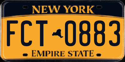 NY license plate FCT0883