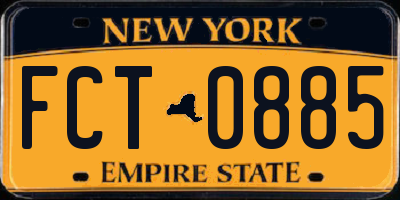 NY license plate FCT0885