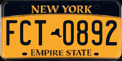NY license plate FCT0892