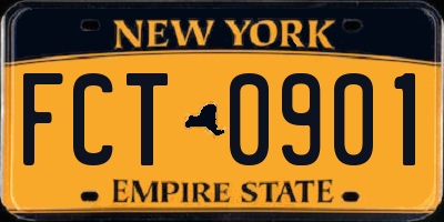 NY license plate FCT0901