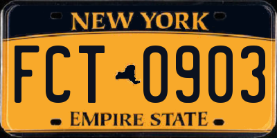 NY license plate FCT0903