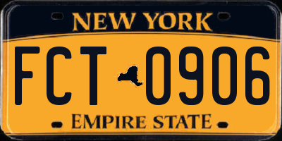 NY license plate FCT0906