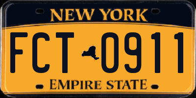 NY license plate FCT0911