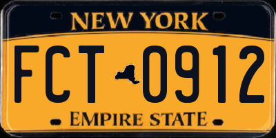 NY license plate FCT0912