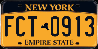 NY license plate FCT0913
