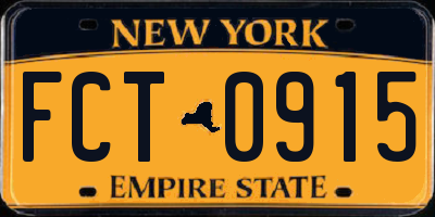 NY license plate FCT0915