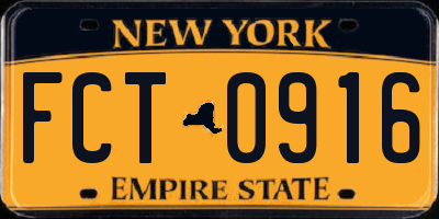 NY license plate FCT0916