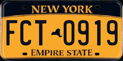 NY license plate FCT0919