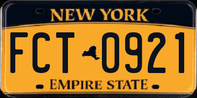 NY license plate FCT0921