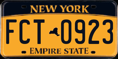 NY license plate FCT0923