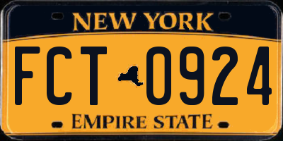 NY license plate FCT0924