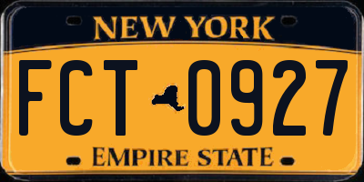 NY license plate FCT0927