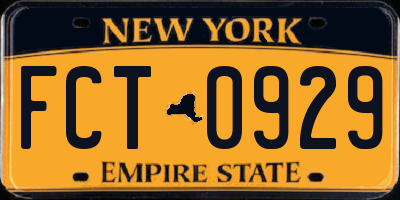 NY license plate FCT0929