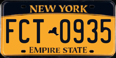 NY license plate FCT0935