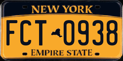 NY license plate FCT0938