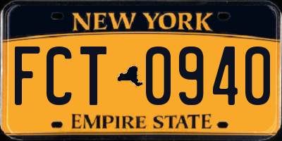 NY license plate FCT0940