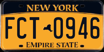 NY license plate FCT0946