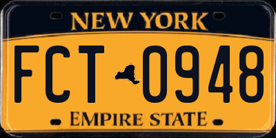 NY license plate FCT0948