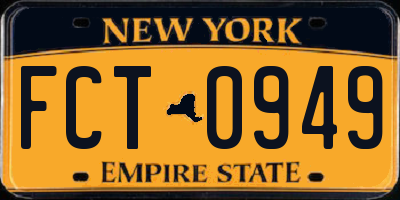 NY license plate FCT0949