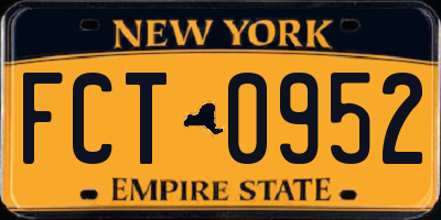NY license plate FCT0952