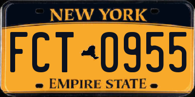 NY license plate FCT0955