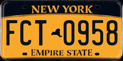 NY license plate FCT0958