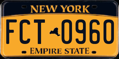 NY license plate FCT0960