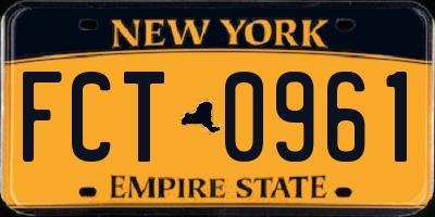 NY license plate FCT0961