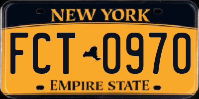 NY license plate FCT0970