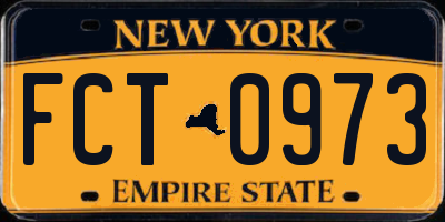 NY license plate FCT0973