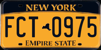 NY license plate FCT0975