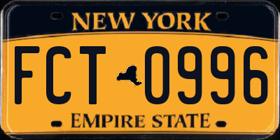 NY license plate FCT0996
