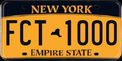 NY license plate FCT1000