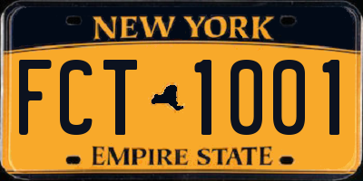 NY license plate FCT1001