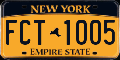 NY license plate FCT1005