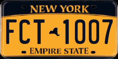 NY license plate FCT1007