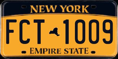 NY license plate FCT1009
