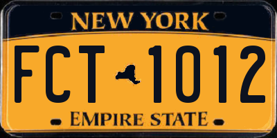 NY license plate FCT1012