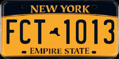 NY license plate FCT1013