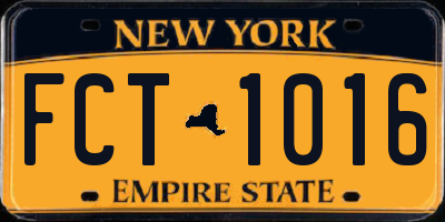 NY license plate FCT1016