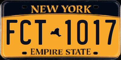 NY license plate FCT1017