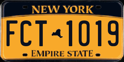 NY license plate FCT1019