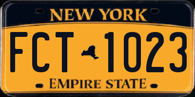 NY license plate FCT1023