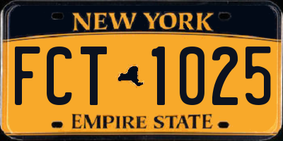 NY license plate FCT1025