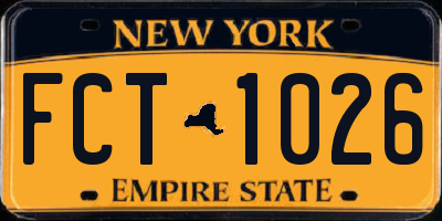 NY license plate FCT1026