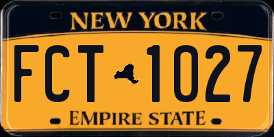 NY license plate FCT1027