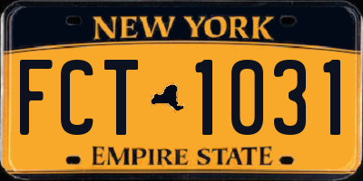NY license plate FCT1031
