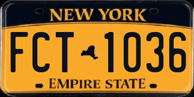 NY license plate FCT1036