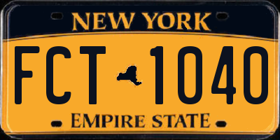NY license plate FCT1040